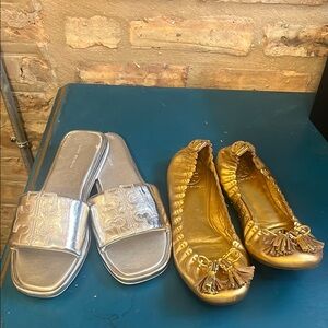 Tory Burch Metallic Flats Shoes Bundle